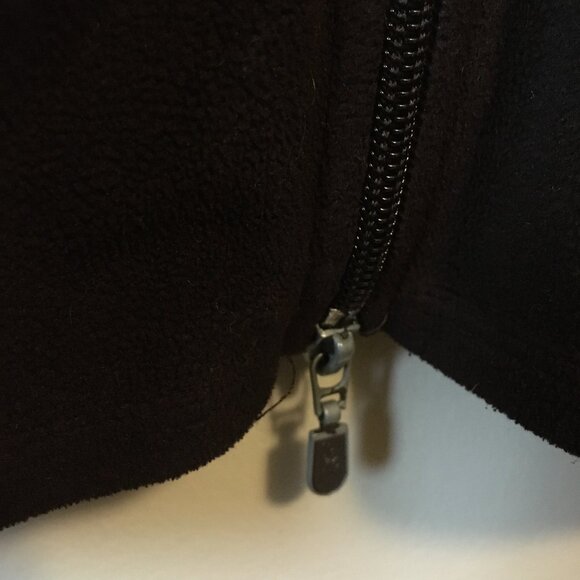 Vintage Retro Stitch Dark Brown Fleece Sweater Zip Up High Collar Jacket - Picture 5 of 16